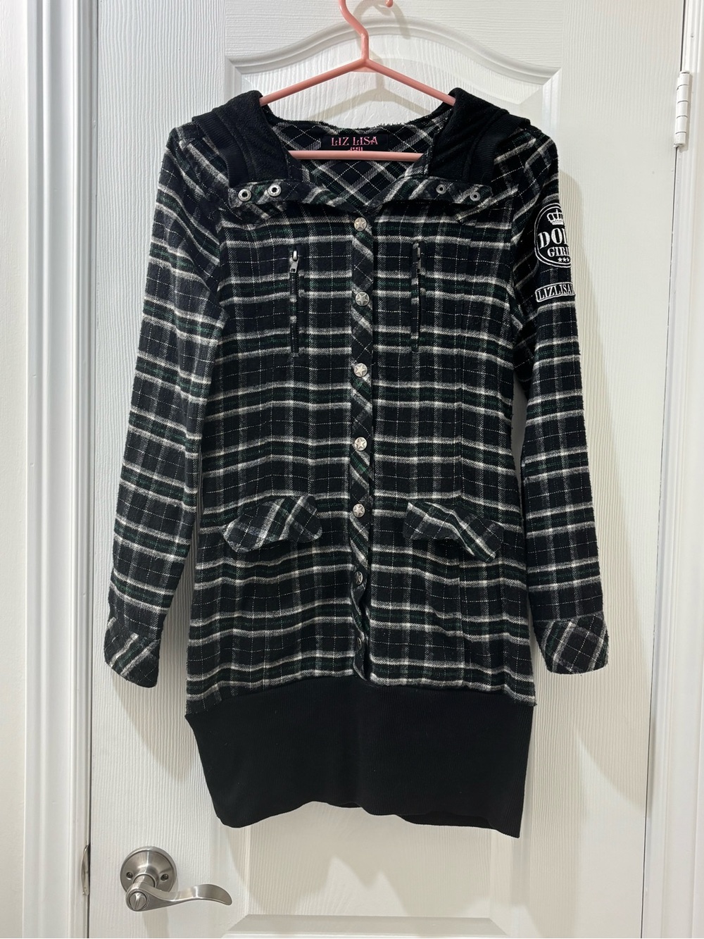 LIZ LISA Black & White Plaid Hooded Jacket